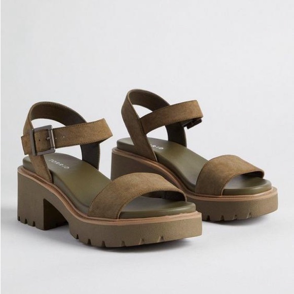 TORRID Olive Lug Bottom Heeled Sandal - Picture 3 of 7
